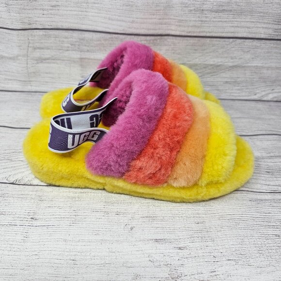 NEW! UGG PRIDE RAINBOW FLUFF YEAH SLIDE SLIPPER WOMEN'S SIZE 8 - Picture 5 of 11